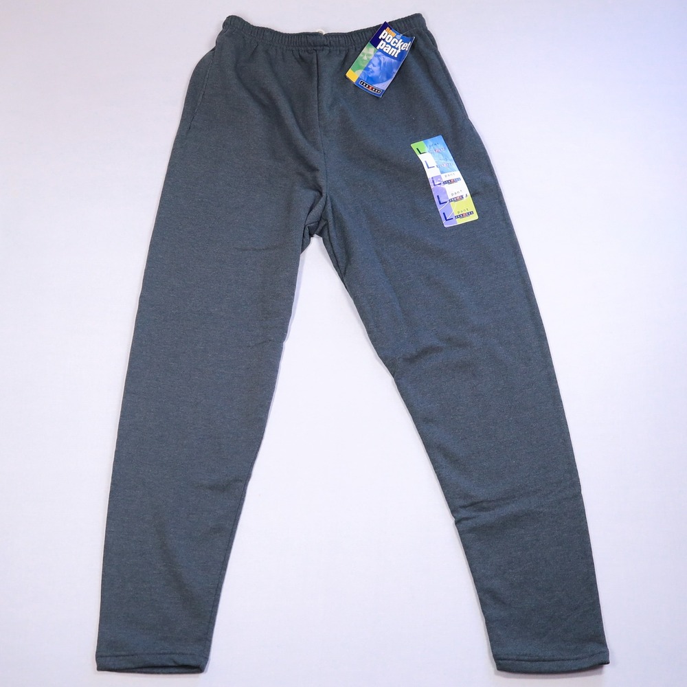 Vintage Y2K Jerzees Pocket Pant Men L KMart Gray Deadstock Fleece Sweatpants NWT